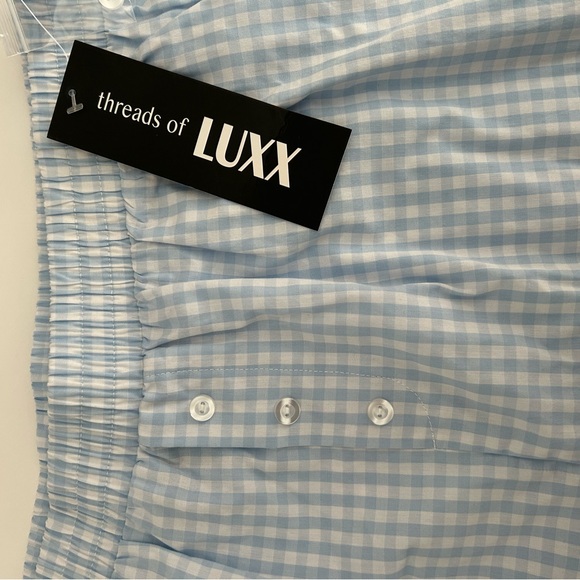 Light Blue Checkered Pajama Shorts - Picture 2 of 6